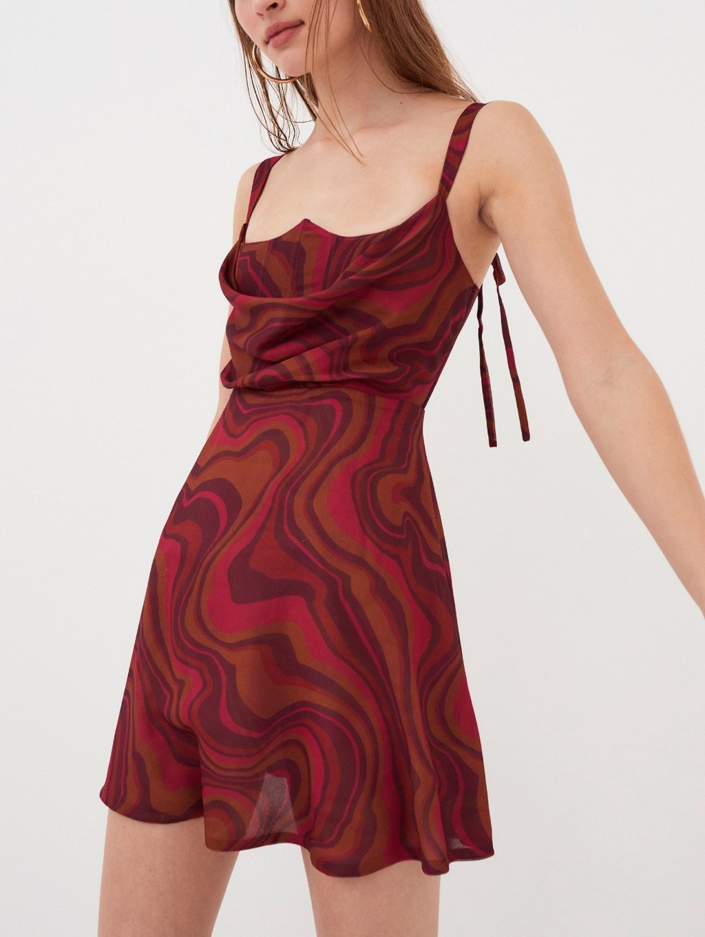 For Love & Lemons Eleanor Dress Red Swirl Print Mini Size M New